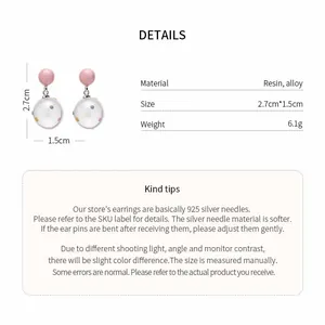 Detail view showing dimensions and material specifications for dot resin earrings