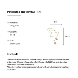 Detailed product specifications for portrait coin tassel necklace, 64cm alloy chain.