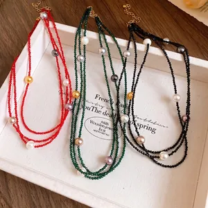 Vintage Luxury Multi-layer Beaded Artificial Pearl Necklace For Women Fashion Alloy Glass Bead Clavicle Chain Jewelry Gift