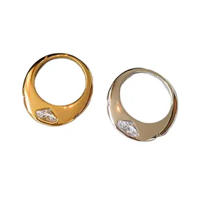 Koreanische verstellbare Ringe in Gold und Silber mit funkelnden rotierenden Zirkonia-Steinen