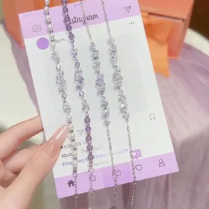 Minimalist Copper Rhinestone Artificial Pearl Bracelet Fashion Geometric Heart Butterfly Charm Hand Chain For Women Jewelry Gift