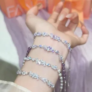 Exquisite sparkling cubic zirconia bracelets set featuring elegant and minimalist design