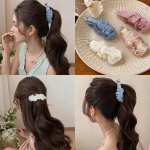 Fermaglio per Capelli in Tessuto Chiffon Plissettato Dolce Elegante per Donna Clip a Torsione in Acrilico Estetico Accessori per Capelli