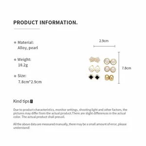 Product detail infographic showing dimensions and materials for pearl earring set