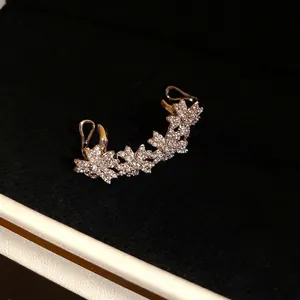 Sparkling 14k gold plated zircon flower ear cuff accessory for non-pierced ears