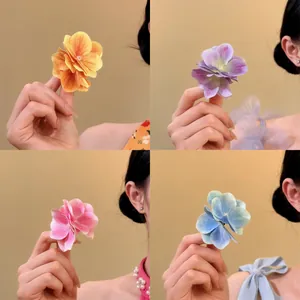 Fermaglio per Capelli a Fiore in Tessuto Bohemian Ortensia Simulazione Spiaggia Vacanza Accessorio per Capelli Dolce Floreale Clip per Donna Fotografia