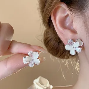 Elegant Flower Stud Earrings For Women With 925 Sterling Silver Post Zirconia Inlaid Floral Fine Jewelry Gift Accessory