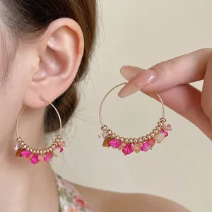 Orecchini a Cerchio Bohemian con Pietre Frantumate Irregolari Vintage Etnici Dorati Gioielli per Donna Con Perno in Argento 925