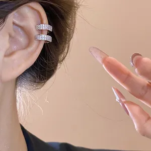 18k gold plated sparkling zircon double-layer ear cuff for women minimalist jewelry