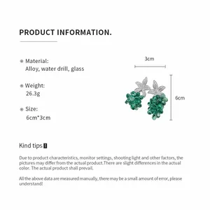 Detaillierte Produktspezifikationen für florale Ohrhänger mit grünen Clustern und Kristallen