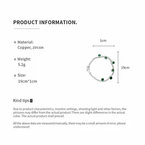 Close-up of zircon bracelet dimensions showing 19cm length and 1cm width specifications