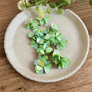 Dettaglio di orecchini pendenti con frange in conchiglia verde in stile coreano moderno