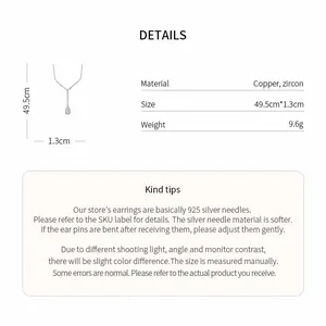 Detail page showing specifications for a zircon teardrop pendant necklace.