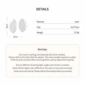 Fiche détaillée de boucles d'oreilles géométriques en résine avec dimensions et conseils