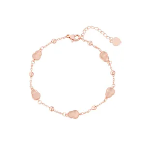 Elegante roségouden enkelband met roze ijzige kalebas bedels en kralen