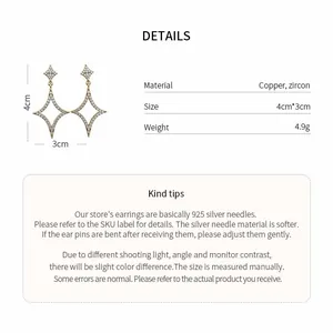 Detailed specifications for 18k gold plated star stud earrings with 925 silver needle