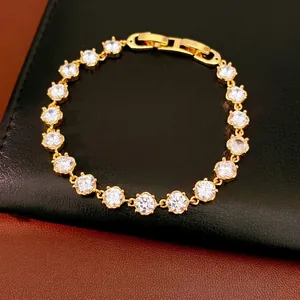 Elegant 18k gold plated bracelet featuring round cubic zirconia stones with a secure clasp