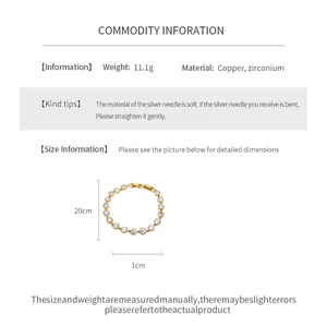 Technical details for 18k gold plated zircon bracelet with 20cm length and 1cm width