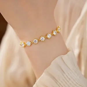 Elegant 18k gold plated bracelet featuring sparkling round-cut cubic zirconia stones