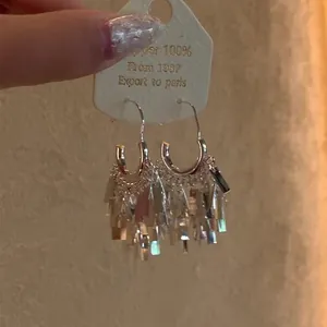 Minimalist Alloy Sequin Tassel Drop Earrings For Women High Sense Geometric Metallic Silver Gold Fashion Jewelry Accessories Gift