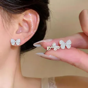 Korean Fashion Zirconia Starfish Stud Earrings With 925 Sterling Silver Earring Post Copper Gold Plated Jewelry For Women