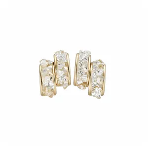 Elegant 14k gold plated stud earrings with shimmering clear crystal glass fragments
