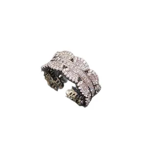 Elegant French style zircon lace open ring with minimalist light luxury design