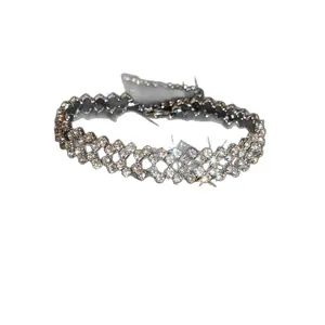 Pulsera de lujo brillante con múltiples filas de pedrería para mujer, joya de moda chic