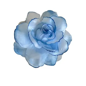 Elegant blue gradient fabric rose hair clip for beach style photography decoration
