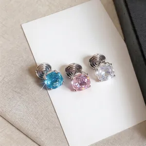 Minimalist zircon clip-on earrings for non-pierced ears in vibrant dopamine colors.