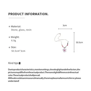 Detailed size and material info for 3D cherry blossom beaded necklace pendant