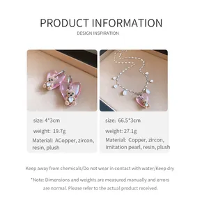Detailed product specifications for vintage flocked bear heart necklace and earrings set