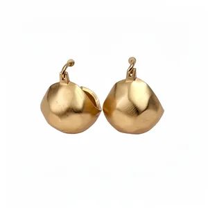 Elegant vintage brushed gold semi-circular geometric hoop earrings for women's fashion.