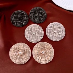 Orecchini a Bottone Tondi con Strass per Donna Gioielli in Rame con Strass Intarsiati e Perno in Argento Sterling 925