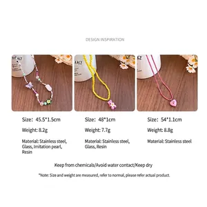Detailed view of stainless steel necklaces with pendant dimensions and material specs.