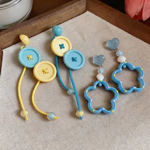 Pendientes colgantes de verano estilo dopamina con corazón azul y concha para mujer