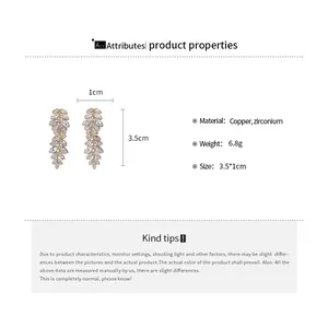 Detailed technical specifications of 18k gold plated zircon leaf ear clips with dimensions