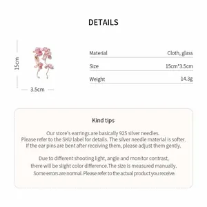 Detailed specifications for long floral tassel earrings with size and weight info.