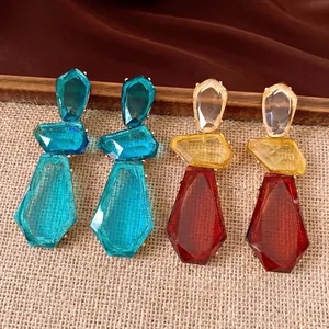 Unregelmäßige Geometrische Harz-Ohrhänger Modische Westliche Legierung Ohrringe Mit Silber Ohrringpfosten Für Damen Schmuck