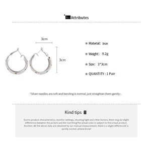 Detailed size and material specs for colorful polka dot brushed hoop earrings