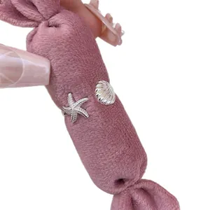 Elegant silver seashell and starfish open ring for women fashion jewelry