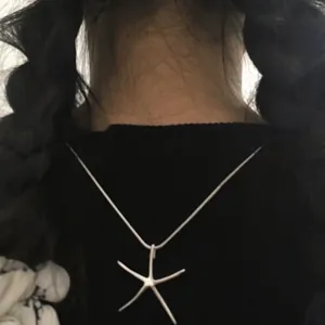 Starfish Pendant Necklace for Women Korean Minimalist Silver Plated Alloy Copper Clavicle Chain Delicate Lightweight Jewelry