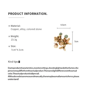 Detailed info chart for floral petal earrings with size measurements and material specs