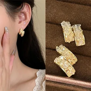 Boucles d'Oreilles Clous en Verre Plaqué Or 14K pour Femmes Avec Tige en Argent Sterling 925 Boucles d'Oreilles Géométriques Bijoux