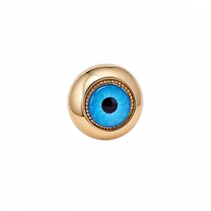 Anello occhio del diavolo in resina vintage con finitura dorata, gioiello moda