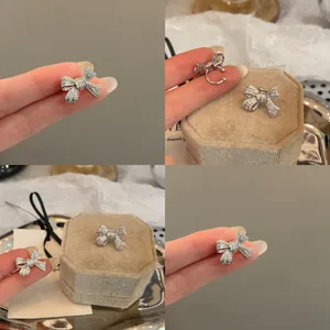 Minimalist Copper Zirconia Bowknot Ear Bone Clip For Women Silver Plated Non-Pierced Earrings Delicate Jewelry Gift