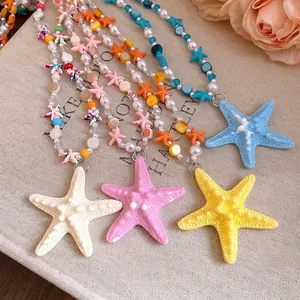 Collane colorate a stella marina stile dopamina estiva con perle per vacanze al mare