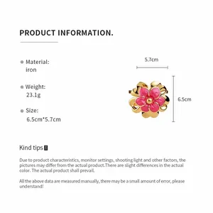 Retro metal flower open bracelet specifications and dimensions for pink enamel jewelry