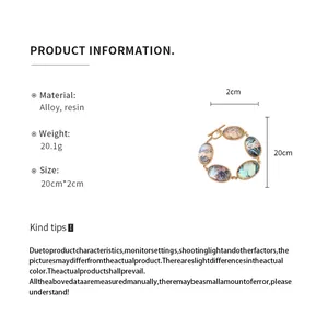 Product specification detail for resin oval faceted OT chain bracelet with 20cm length