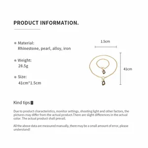 Product details for the vintage rhinestone and pearl irregular chain necklace and bracelet set